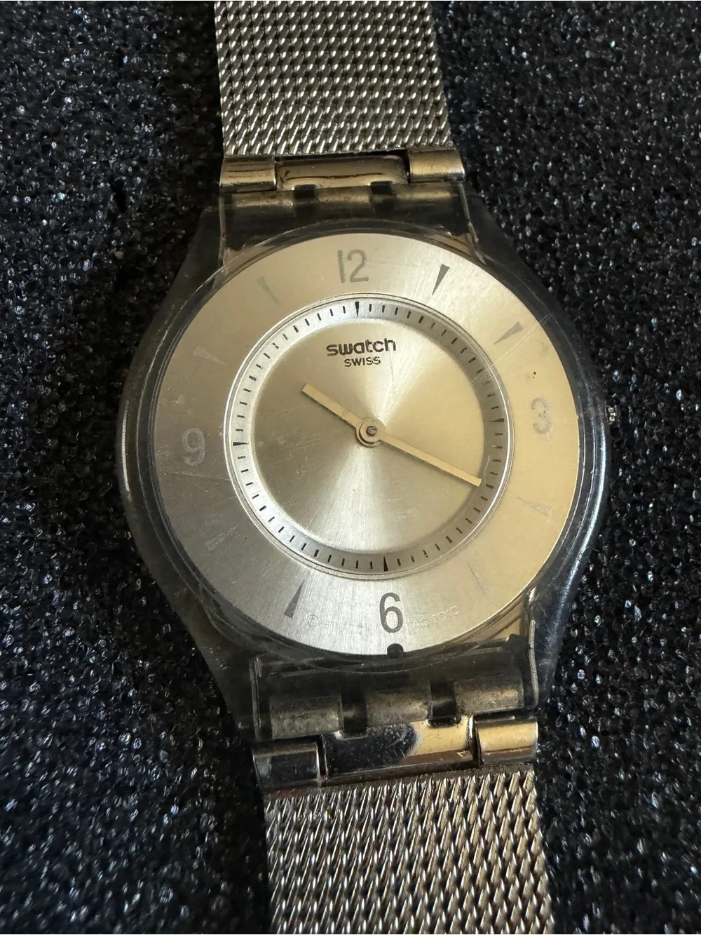 Vintage Swatch Silver Metal Knit Watch